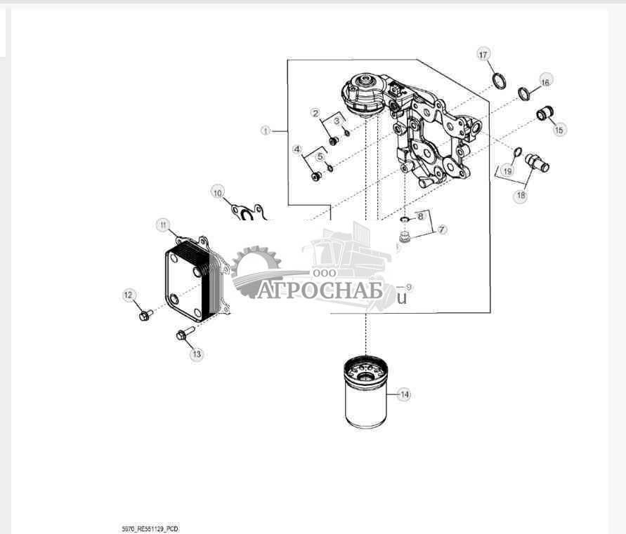 5970 Маслоохладитель двигателя и масляный фильтр 